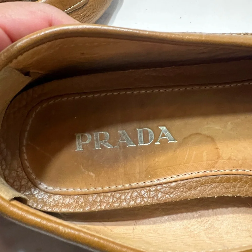 Prada Women's Brown Leather Loafers Size 6.5 - Picture 7 of 8